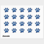 Faux Denim Jeans Dog Paw Printen Texture Classic R Ronde Sticker (Vel)
