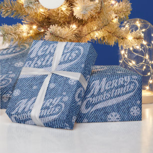 Faux-denim-kerstinpakpapier Cadeaupapier
