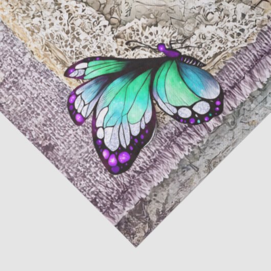 Faux Denim & Lace Fantasy Castle Decoupage Tissuepapier (Detail)