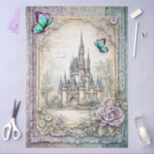 Faux Denim & Lace Fantasy Castle Decoupage Tissuepapier (Craft)