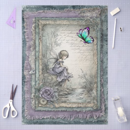 Faux Denim & Lace Fantasy Fairy Decoupage Tissuepapier (Craft)