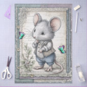 Faux Denim & Lace Fantasy Muis Decoupage Tissuepapier (Craft)
