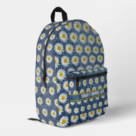 Faux denim met madeliefjes print gesneden naairugz bedrukte rugzak