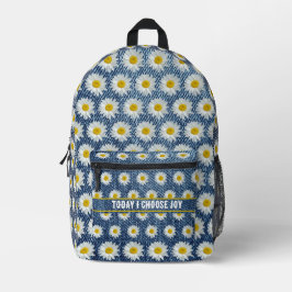 Faux denim met madeliefjes print gesneden naairugz bedrukte rugzak