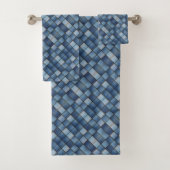 Faux Denim Patchwork Diamond Patroon Bad Handdoek (Insitu)