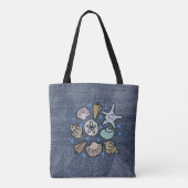 Faux Denim Patchwork Seashell Kunsttas Tote Bag (Achterkant)