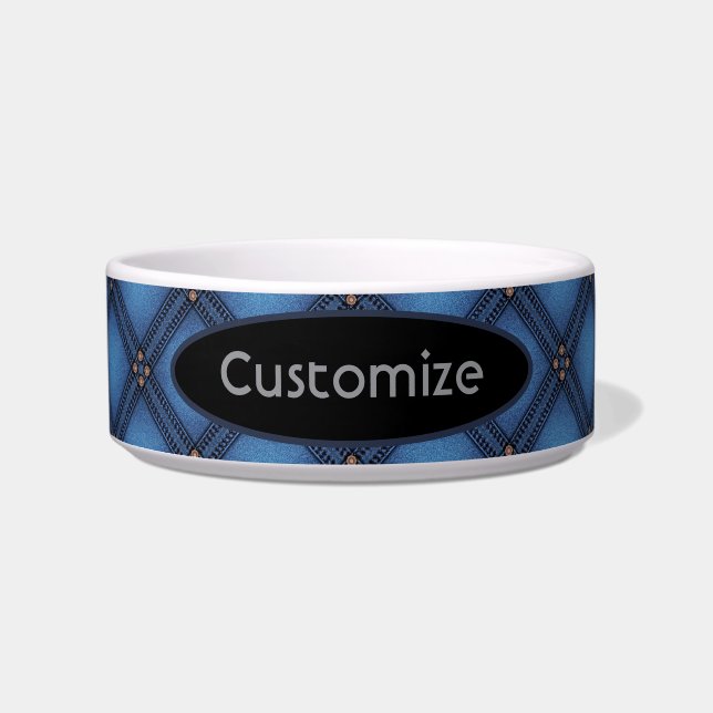 Faux Denim Texture Pet Voerbakje (Voorkant)