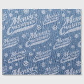 Faux denim woord art kerstinpakpapier cadeaupapier (Vlak)