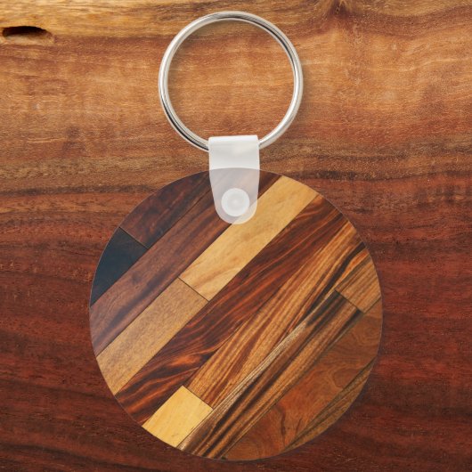 Faux diagonaal houten vloer sleutelhanger (Voorkant)