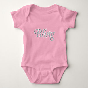 Faux diamant op pastelroze tekstontwerp "Bling" Romper