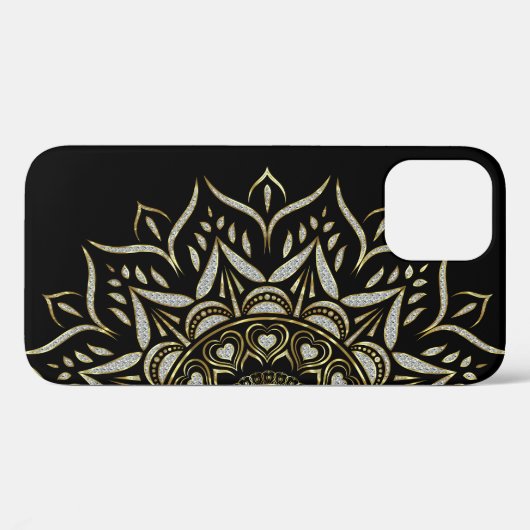 Faux diamanten textuur mandala goud accent Case-Mate iPhone case (Achterkant (horizontaal))