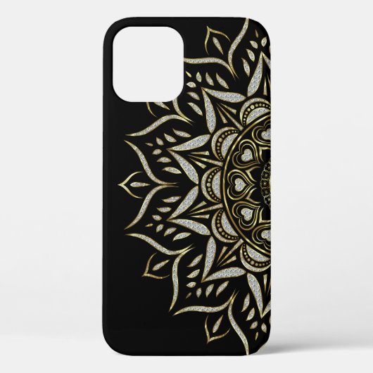 Faux diamanten textuur mandala goud accent Case-Mate iPhone case (Achterkant)