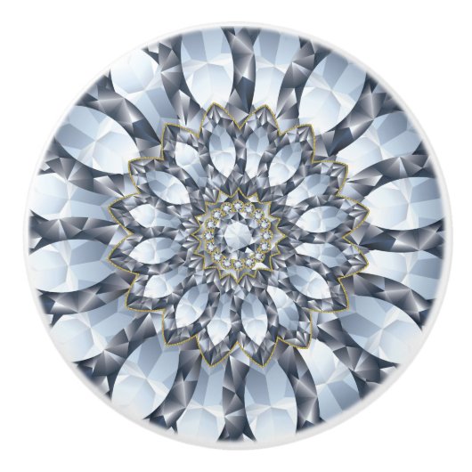 Faux diamanten & zwart geometrisch patroon 2 keramische knop (Voorkant)