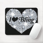 Faux diamanthart "i love bling"-muismat muismat (Met muis)