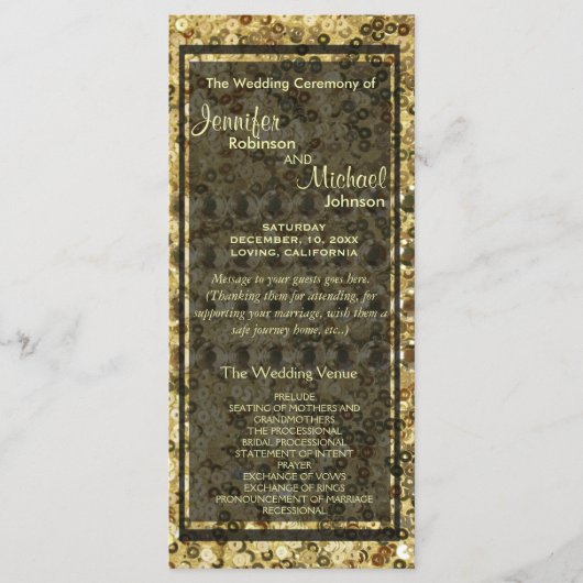 Faux Diamond and Gold Glitter look Programmakaart (Voorkant)