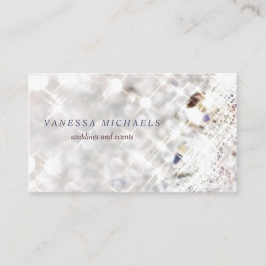 Faux Diamond Bling Glitter Bokeh Event Planner Visitekaartje (Voorkant)