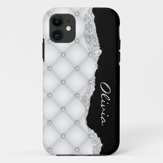 Faux Diamond Cristals Quilted Case-Mate iPhone Case (Achterkant)