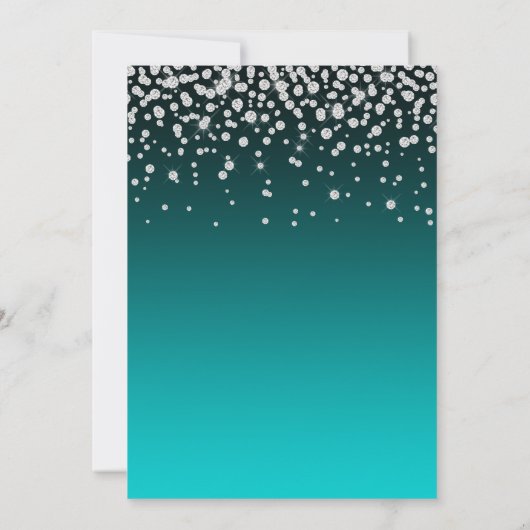 Faux Diamond Dark Turquoise Gradient 21st Birthday Kaart (Achterkant)