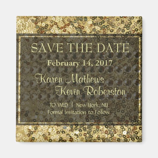 Faux Diamond en Gold Glitter Look Magneet (Voorkant)