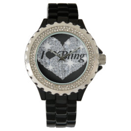 Faux Diamond Heart 'I love bling'-horloge Horloge