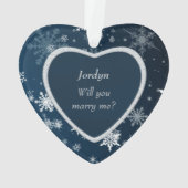 Faux Diamond Heart Sneeuwvlok wil je met me trouwe Ornament (achterkant)