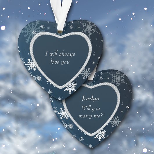 Faux Diamond Heart Sneeuwvlok wil je met me trouwe Ornament