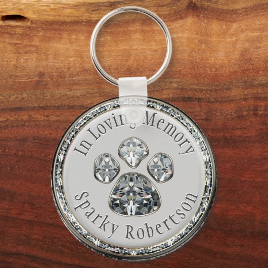 Faux Diamond Paw Print Sleutelhanger (Voorkant)