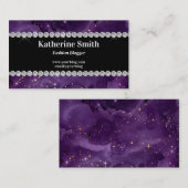 Faux Diamond Rhinestone Paarse Celestial Visitekaartje (Voorkant / Achterkant)
