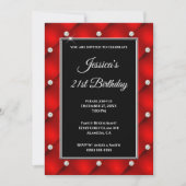 Faux Diamond Tufted Bright Red 21st Birthday Kaart (Voorkant)