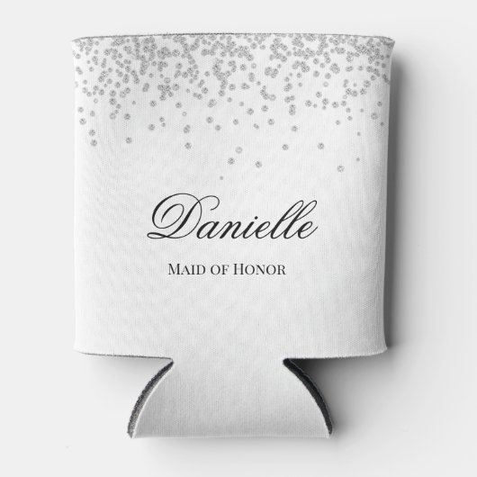 Faux Diamond White en Black Elegant gepersonalisee Blikjeskoeler (Voorkant)