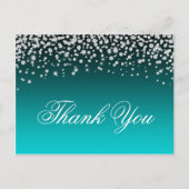 Faux Diamonds Blauwgroen en Turquoise Ombre bedank Briefkaart (Voorkant)