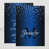 Faux Diamonds en Blue Ombre 60th Birthday Kaart (Voorkant / Achterkant)