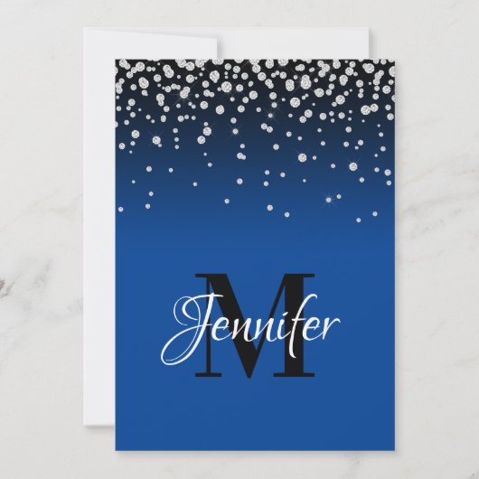 Faux Diamonds en Bright Blue Ombre 50th Birthday Kaart (Voorkant)