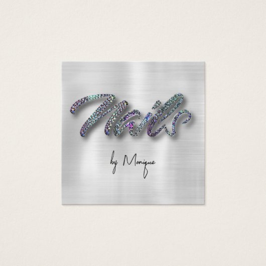 Faux Diamonds Holographic Nails Visitekaartje (Voorkant)
