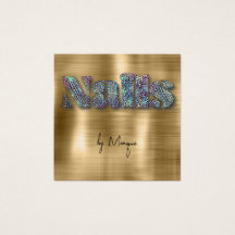 Faux Diamonds Holographic Nails Visitekaartje