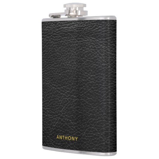 Faux Distressed Black Leather Look Heupfles (Links)