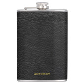 Faux Distressed Black Leather Look Heupfles (Voorkant)