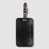 Faux Distressed zwart leer in reliëf Bagagelabel (Voorkant (verticaal))