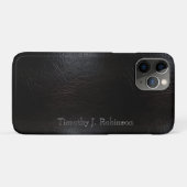 Faux Distressed zwart leer in reliëf Case-Mate iPhone Case (Achterkant (horizontaal))