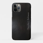 Faux Distressed zwart leer in reliëf Case-Mate iPhone Case (Achterkant)