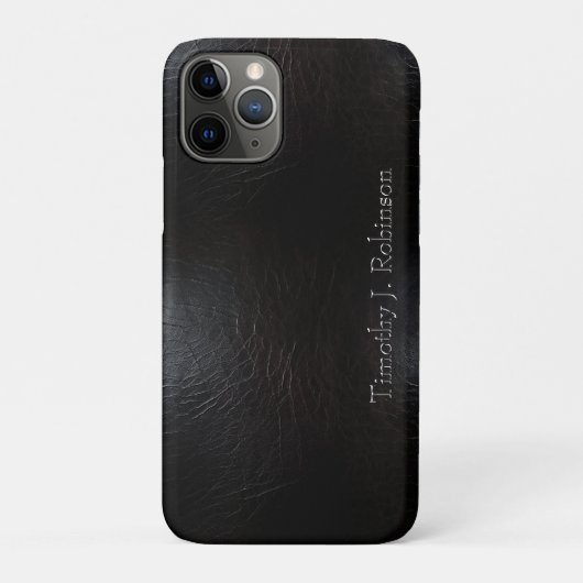 Faux Distressed zwart leer in reliëf Case-Mate iPhone Case (Achterkant)