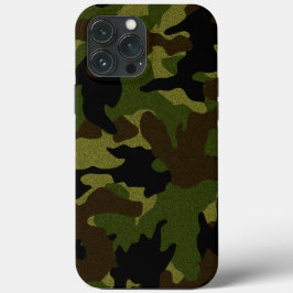 Faux doek groen camo militaire camouflagepatroon iPhone 13 pro max hoesje