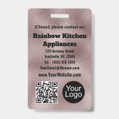 Faux Donker Roze Metallic ID Badge (Achterkant)