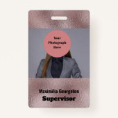 Faux Donker Roze Metallic ID Badge (Voorkant)