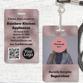 Faux Donker Roze Metallic ID Badge