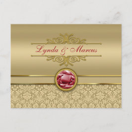 Faux Donker Ruby Rood Edelsteen Metallic Goud Dama Briefkaart
