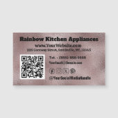 Faux Donkerroze Metallic Magnetisch Visitekaartje (Voorkant)