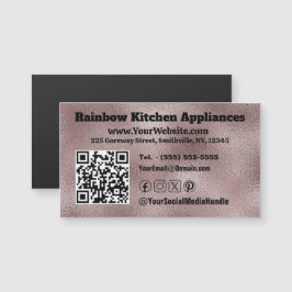 Faux Donkerroze Metallic Magnetisch Visitekaartje