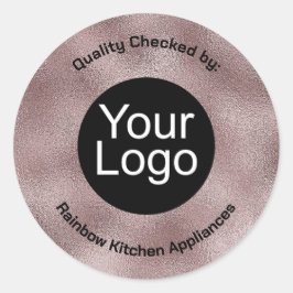 Faux donkerroze metallic ronde sticker