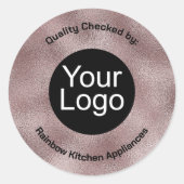 Faux donkerroze metallic ronde sticker (Voorkant)